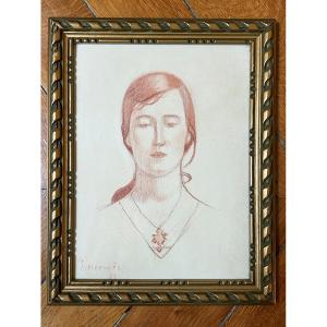 Erich Hermès (1881-1971), Portrait de femme, 1929, sanguine sur papier