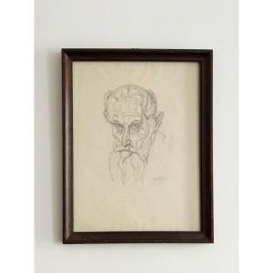 Marcel-lenoir, Jules Oury Dit (1872-1931), Portrait d'Homme Barbu, Crayon Et Estompe Sur Papier