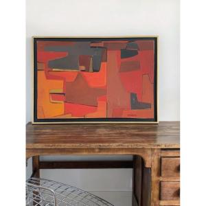 Marcel Bouqueton (1921-2006), Red, 1953, Oil On Panel