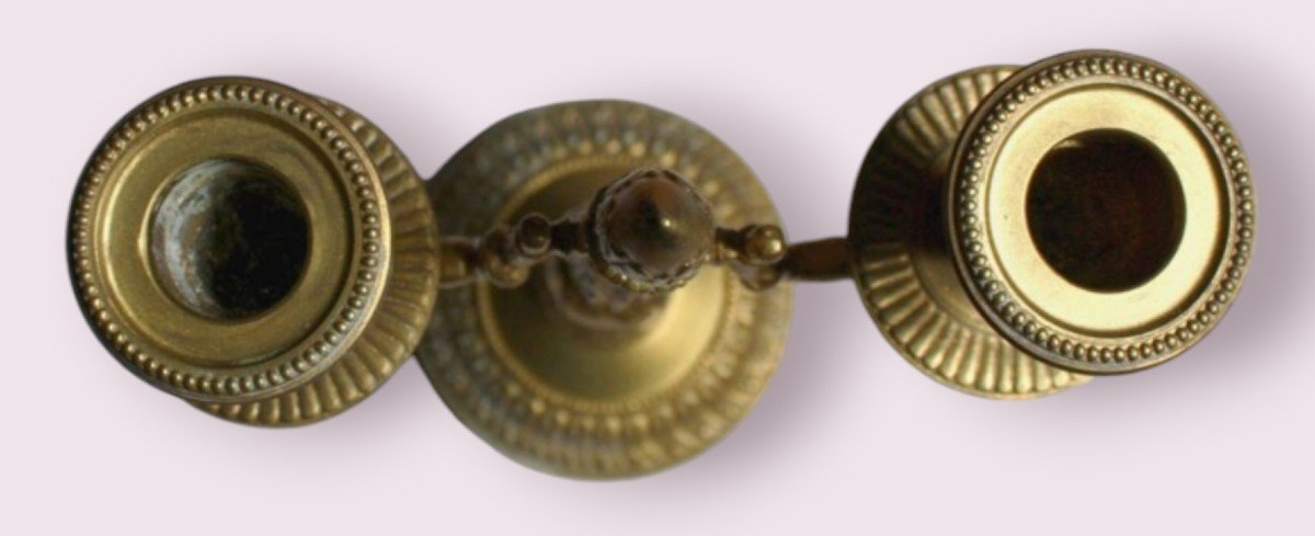 Paire De Chandeliers En Bronze Doré , XIXeme Siècle -photo-3