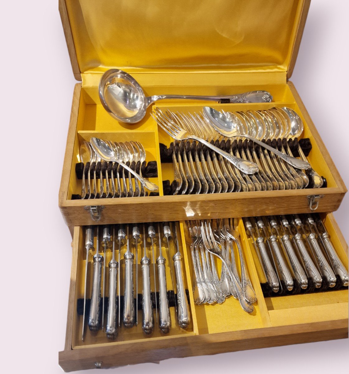Christofle Marly Model Cutlery Set, 76 Pieces In Silver Metal 