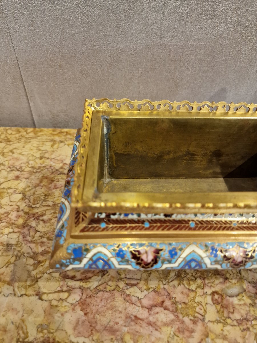Large Richly Enameled Cloisonné Bronze Jardinière In Perfect Condition -photo-2