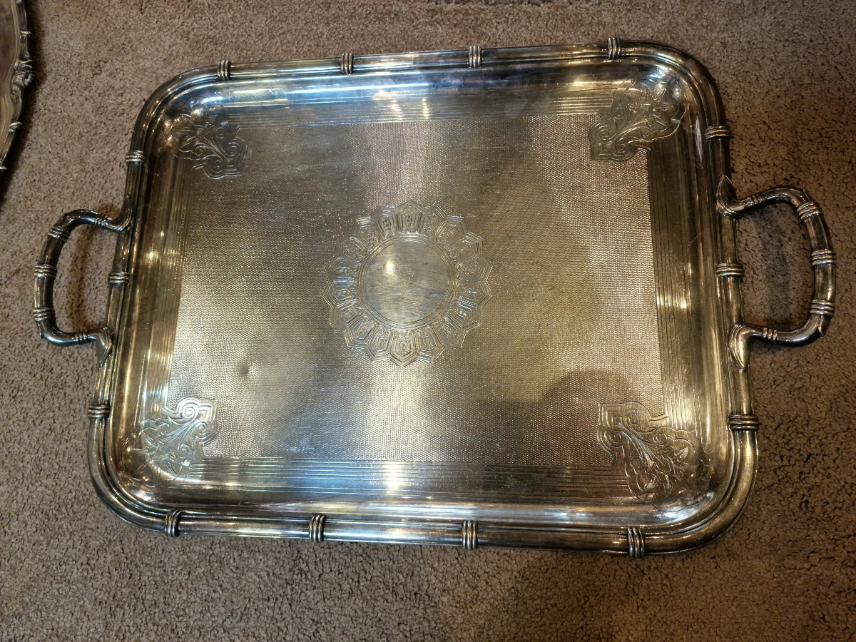 Large Christofle Tray In Silver-plated Metal, Perfect Condition -photo-2