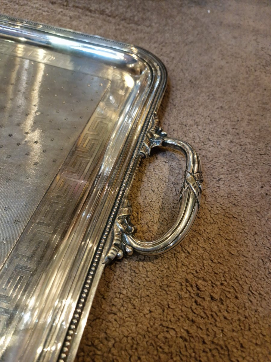 Large Christofle Tray In Silver-plated Metal, Perfect Condition -photo-2