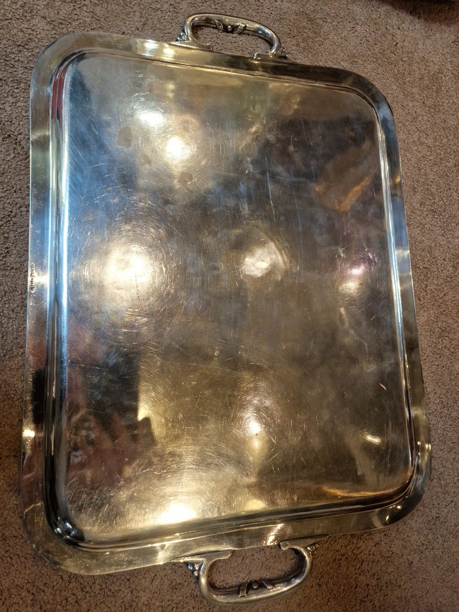 Large Christofle Tray In Silver-plated Metal, Perfect Condition -photo-1