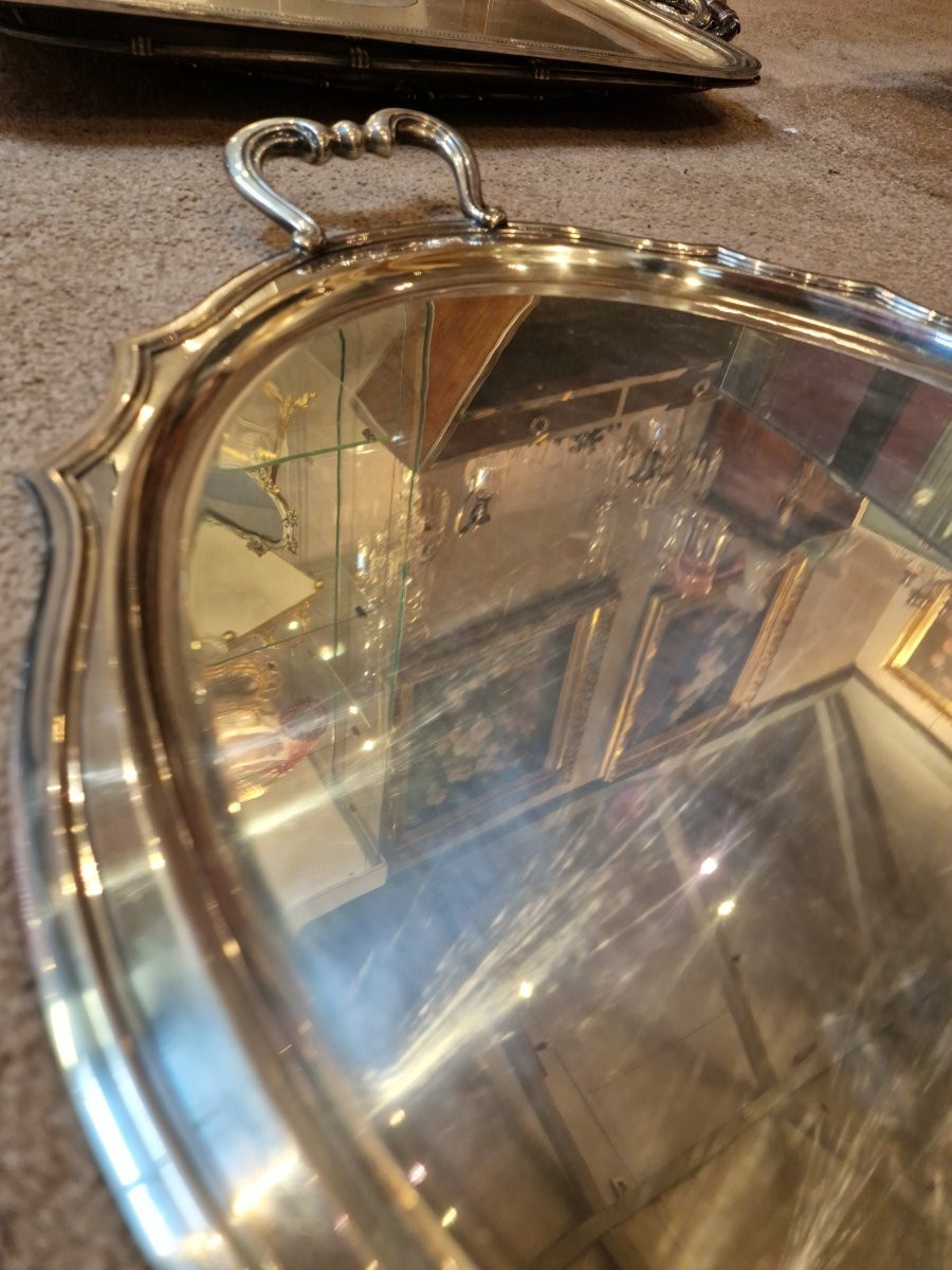 Large Christofle Tray In Silver-plated Metal, Perfect Condition -photo-3