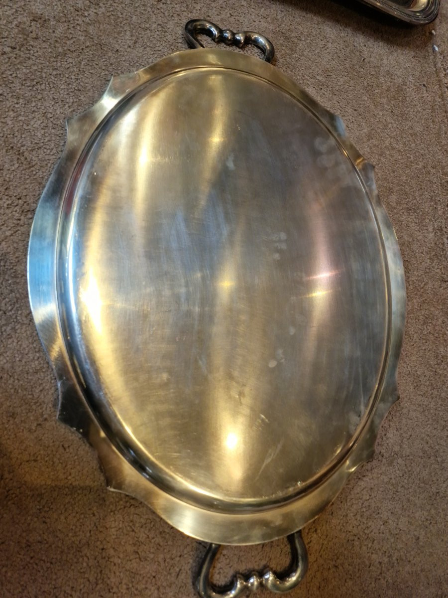 Large Christofle Tray In Silver-plated Metal, Perfect Condition -photo-4