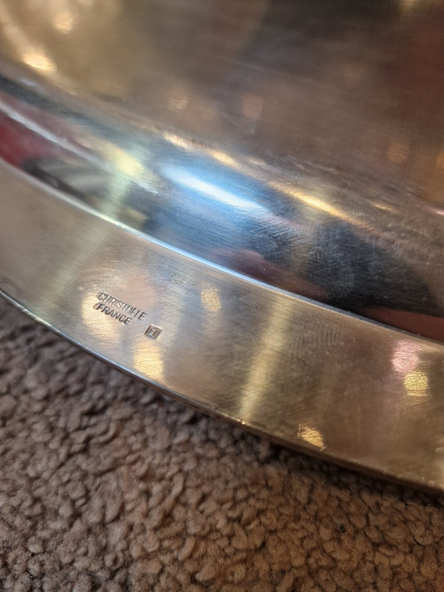 Large Christofle Tray In Silver-plated Metal, Perfect Condition -photo-1