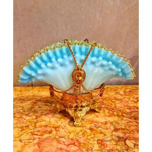 Blue Opaline Basket And Gilt Bronze Mount 