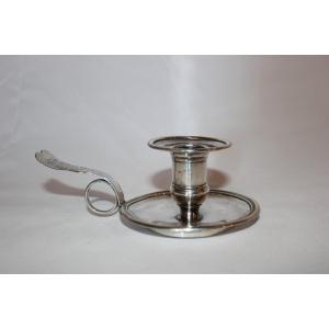 18th-century Silver Hand Candlestick: Gray, Mid-18th Century, 1760; Weight: 118 Gr.; Coat Of Arms