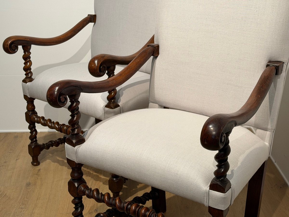 Pair Of Louis XIII Armchairs-photo-2