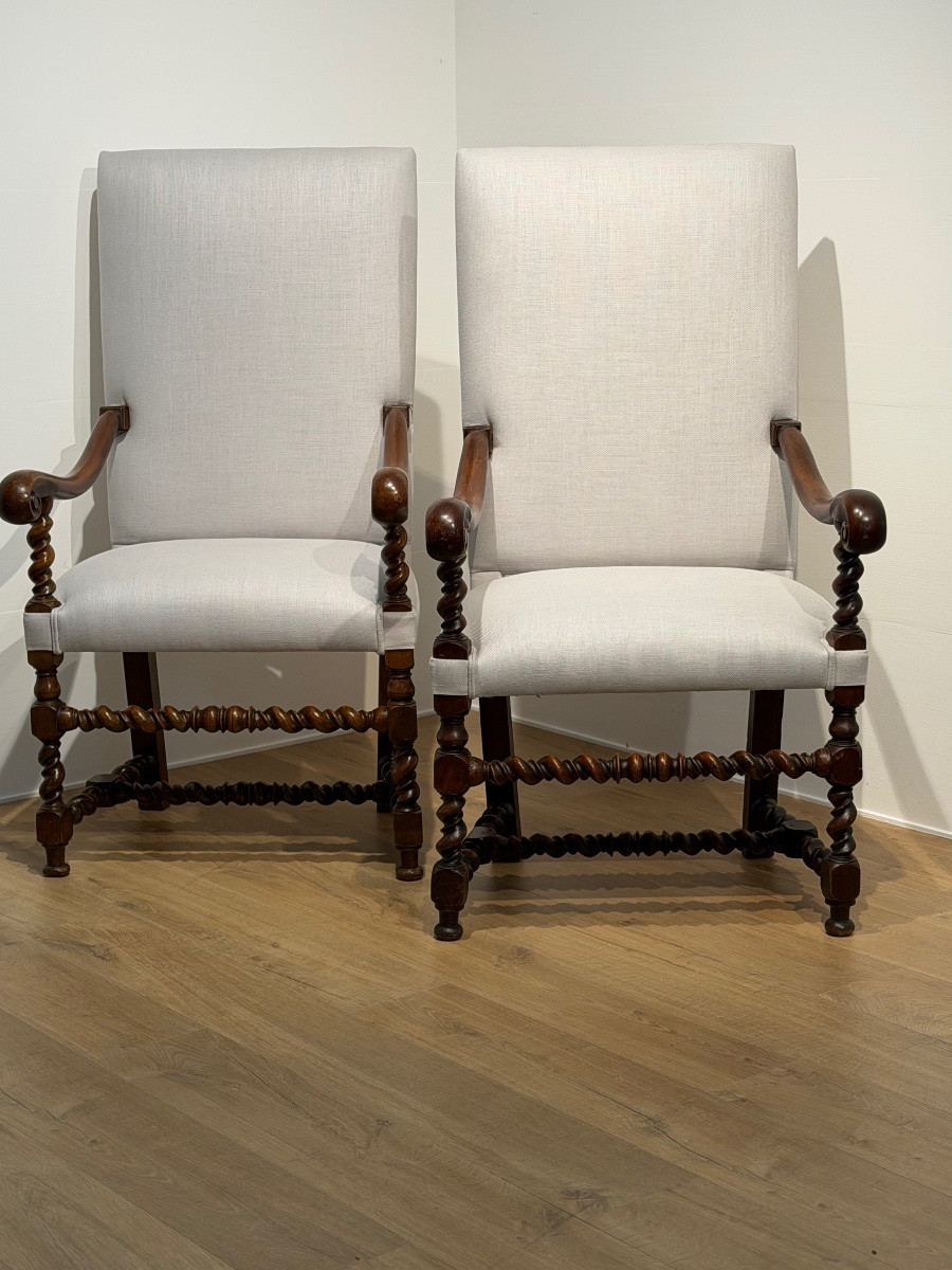 Pair Of Louis XIII Armchairs-photo-1