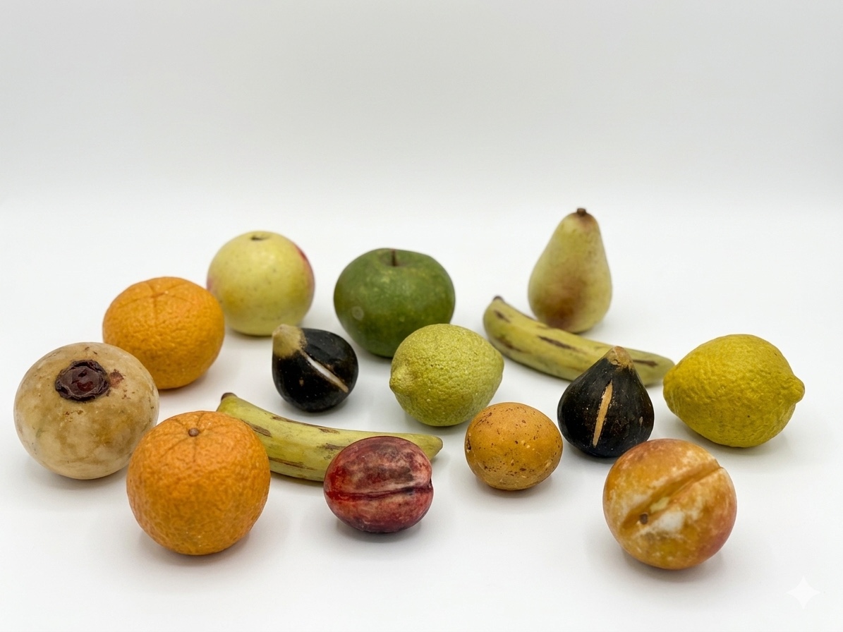Ensemble de fruits en marbre
