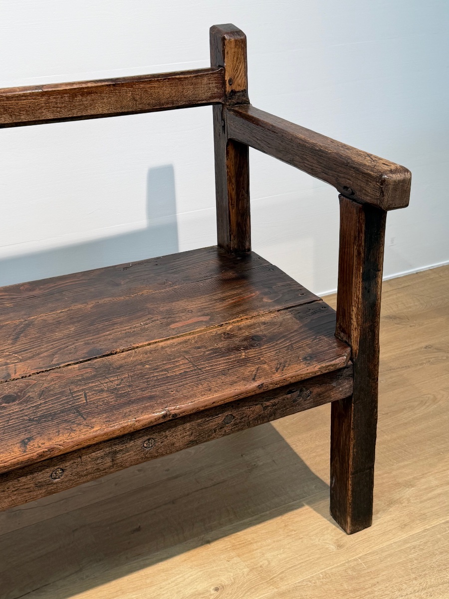 Antique Spanish Rustic Bench-photo-4