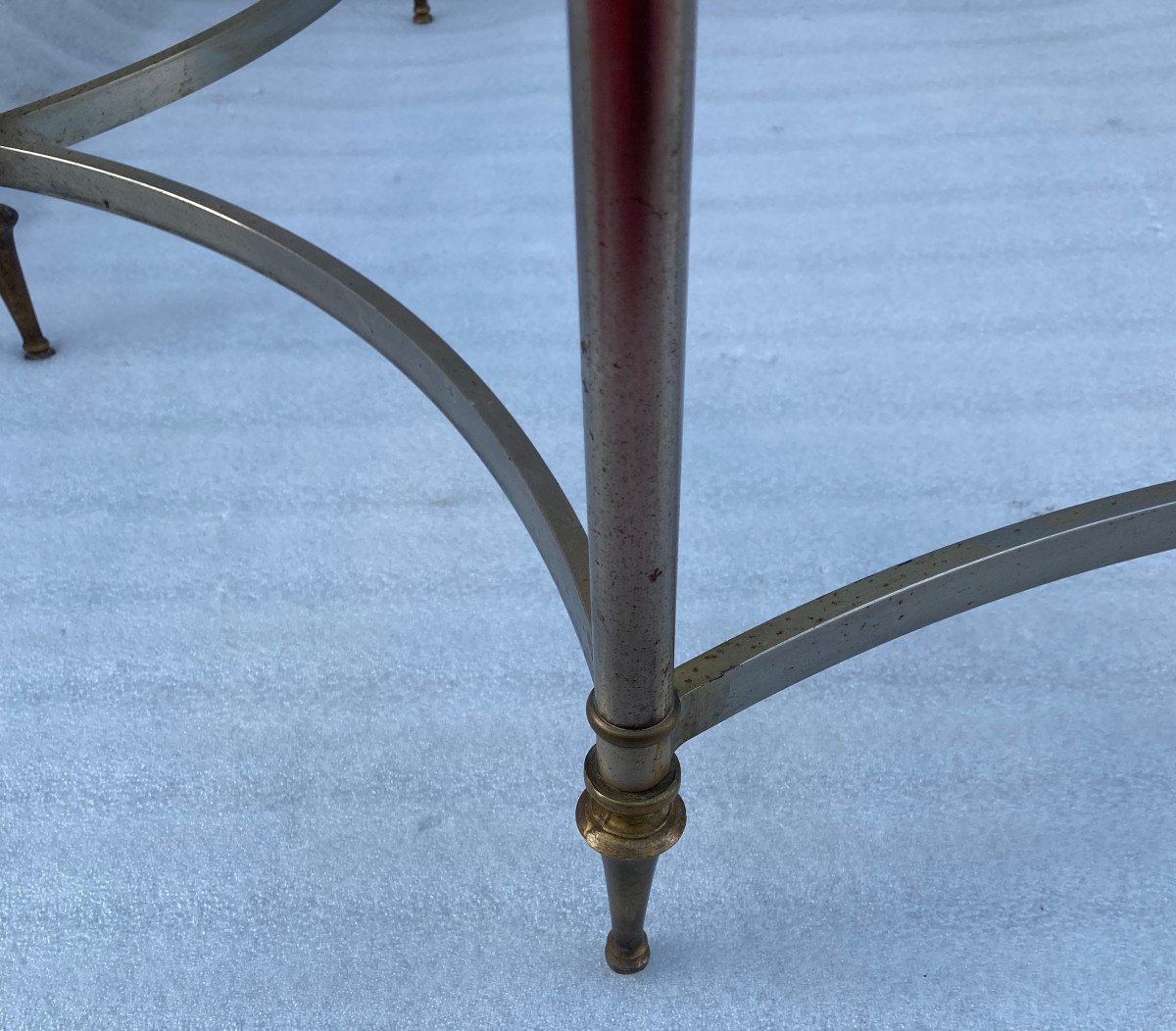 1970′ Table Basse De Forme Ronde Maison Jansen Fer Et Bronze , H 47,5 , ø 98 Cm-photo-2