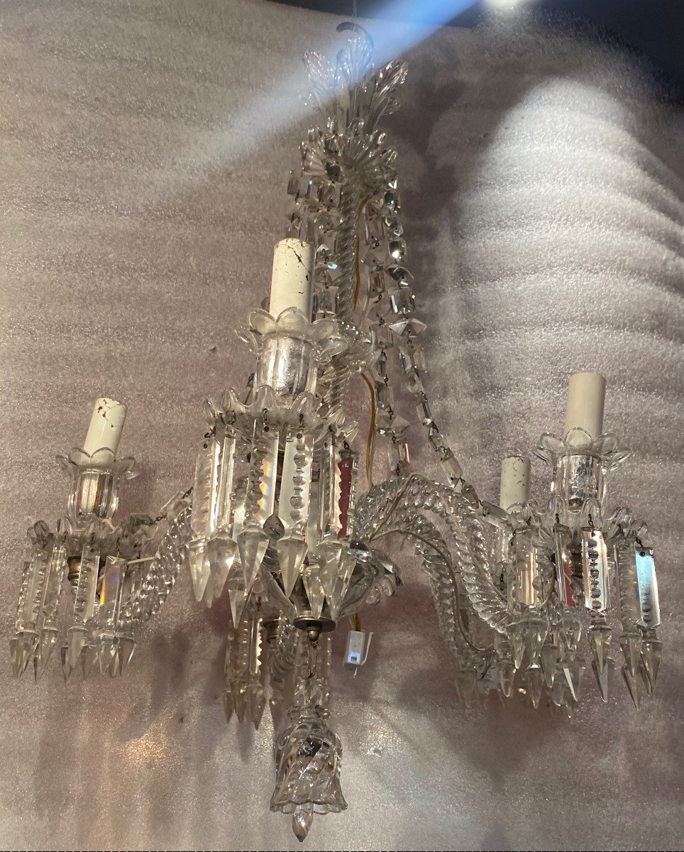 1950′ Crystal Chandelier 5 Arms Baccarat