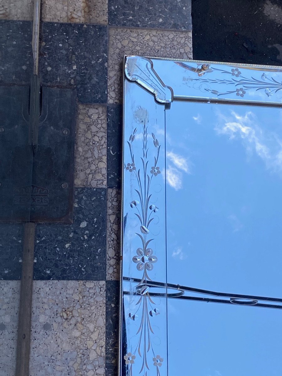 1970′ Miroir Venise à Fleurs 161 X 95 Cm-photo-3