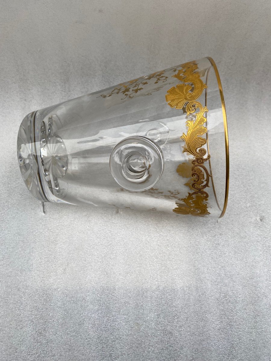 1970′ Crystal Champagne Bucket Signed St Louis Golden Decors-photo-3