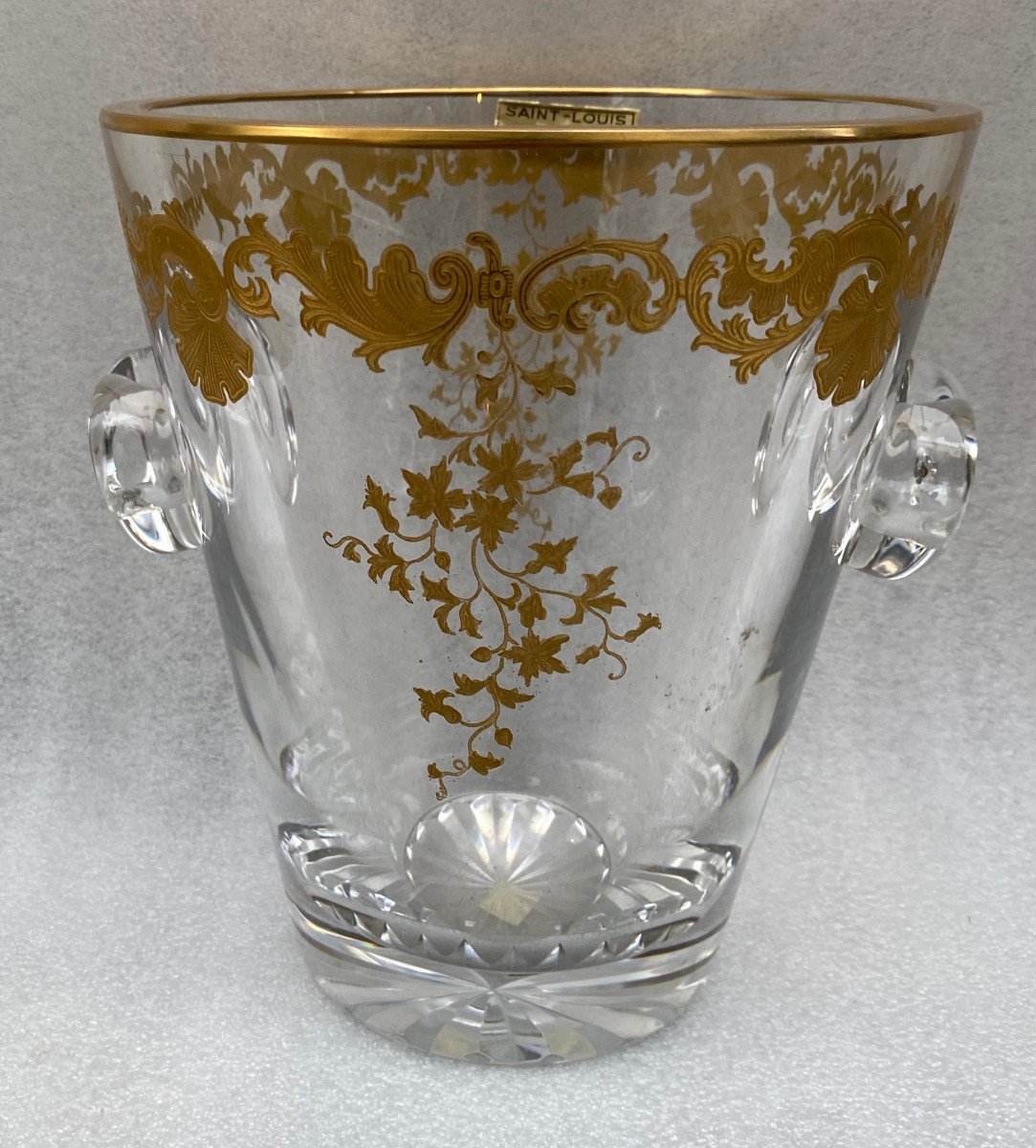 1970′ Crystal Champagne Bucket Signed St Louis Golden Decors