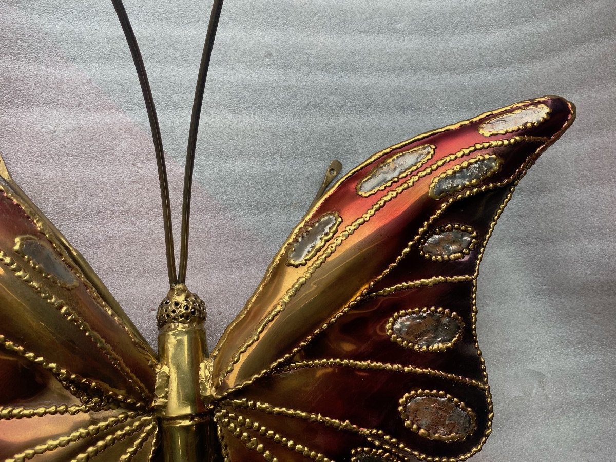 1970′ Applique Ou Plafonnier Papillon éclairante Style Duval Brasseur Ou Isabelle Faure L 71 Cm-photo-2