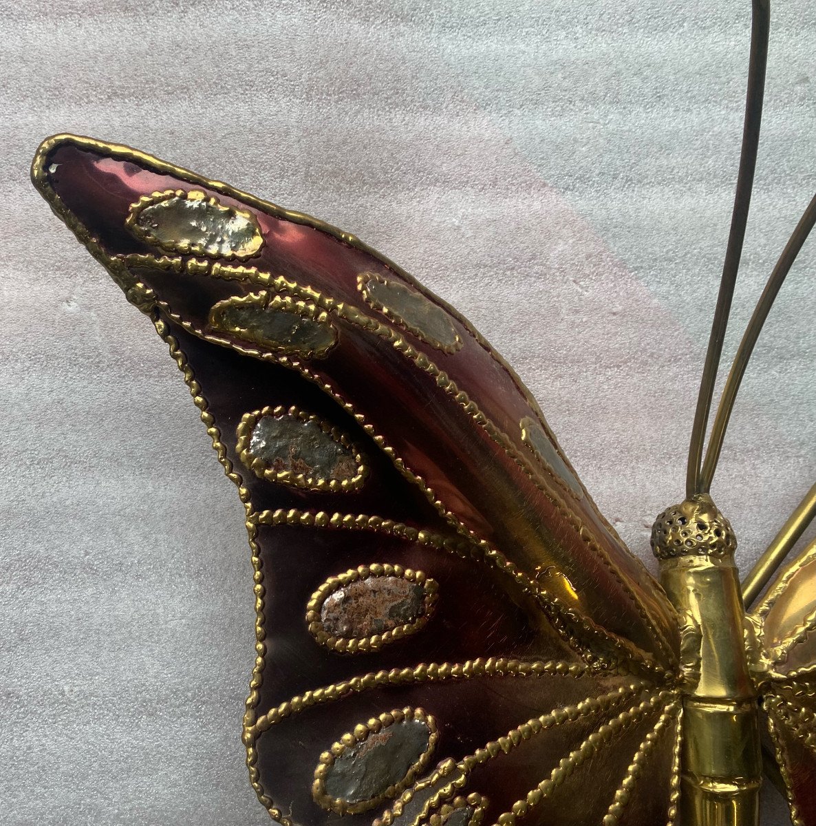 1970′ Applique Ou Plafonnier Papillon éclairante Style Duval Brasseur Ou Isabelle Faure L 71 Cm-photo-4