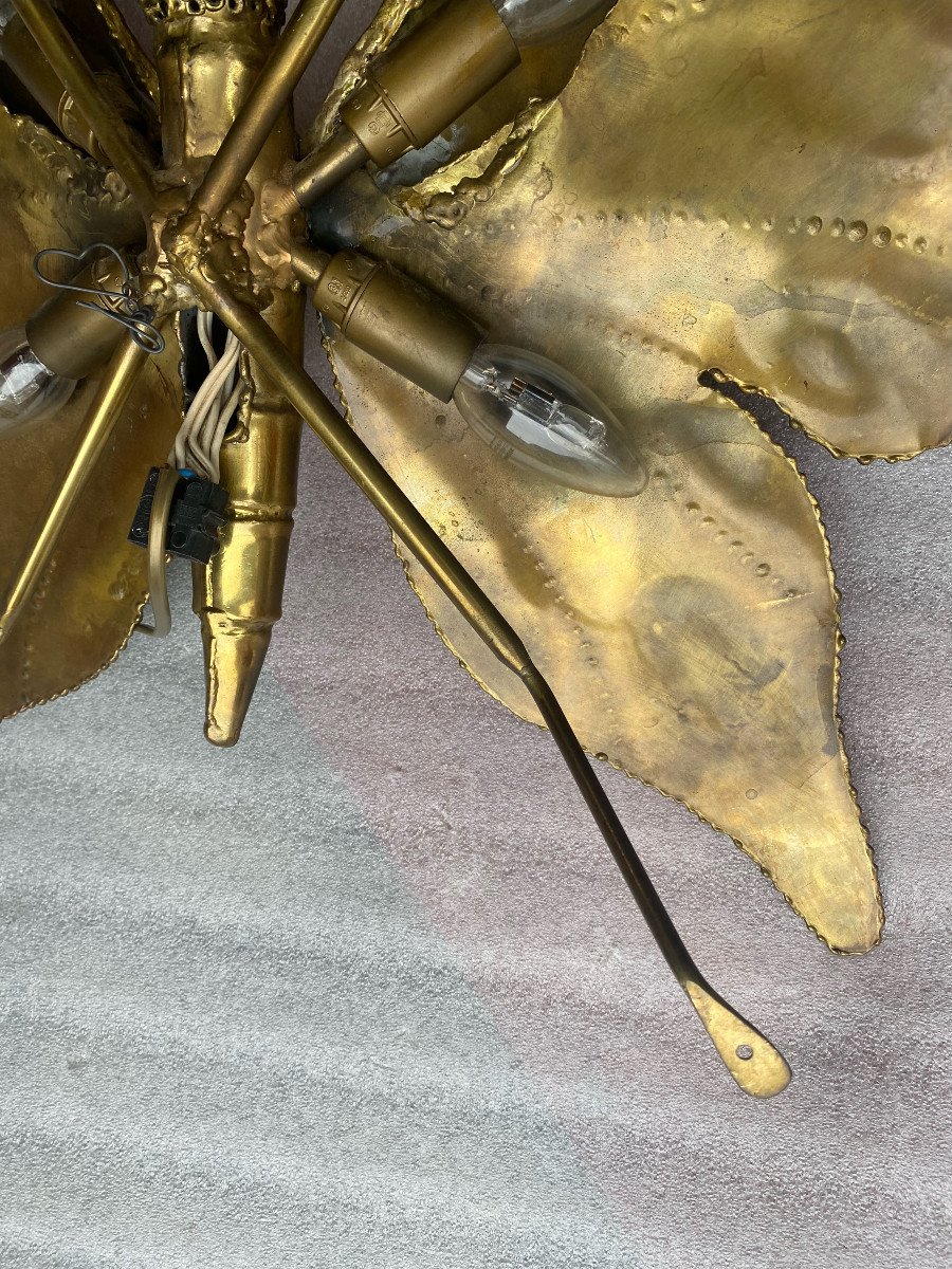 1970′ Applique Ou Plafonnier Papillon éclairante Style Duval Brasseur Ou Isabelle Faure L 71 Cm-photo-8