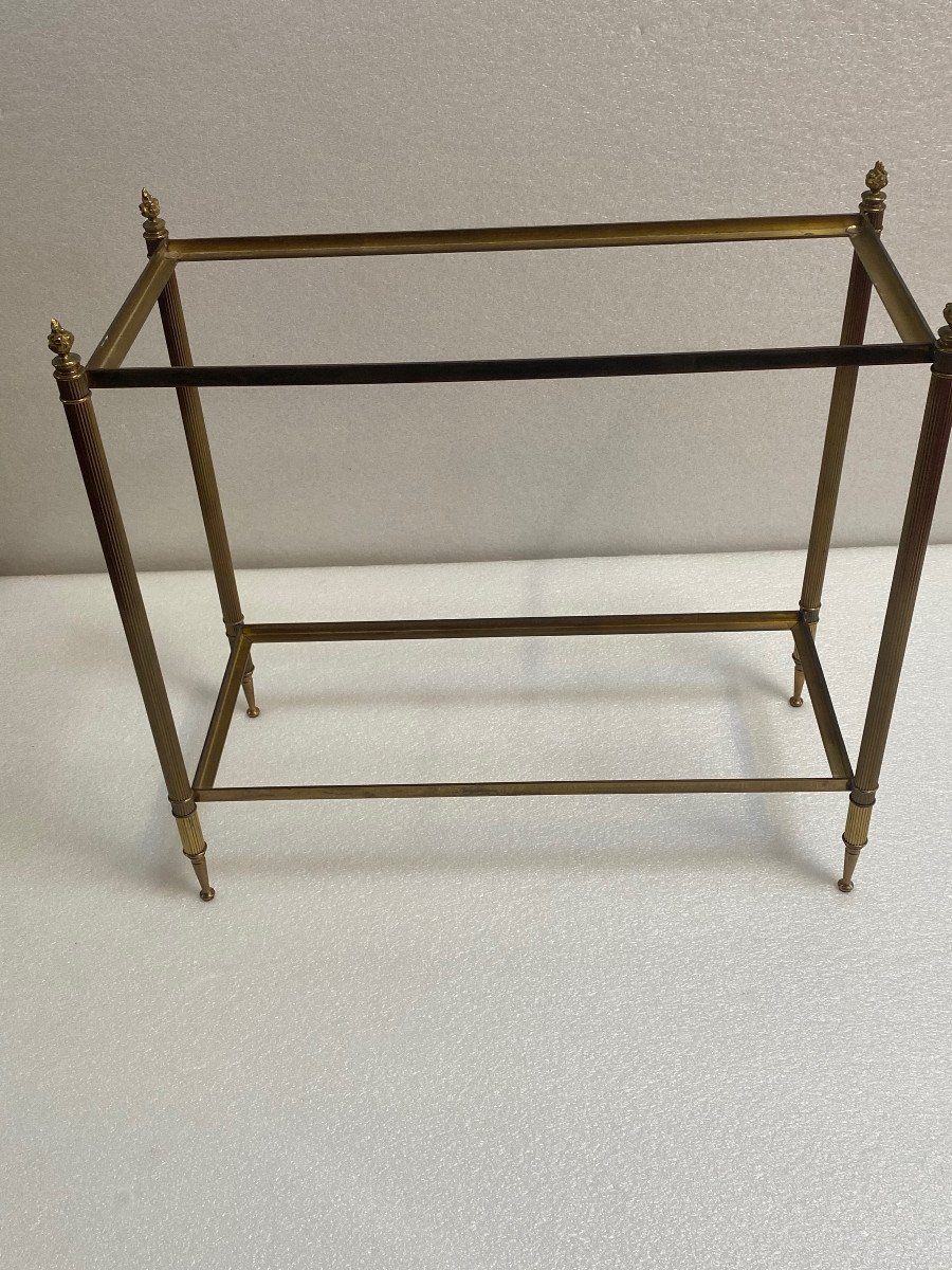1950/70′ Maison Bagués End Of Sofa In Bronze Gold Leaf And Leather Trays 64 X 29 Cm-photo-1