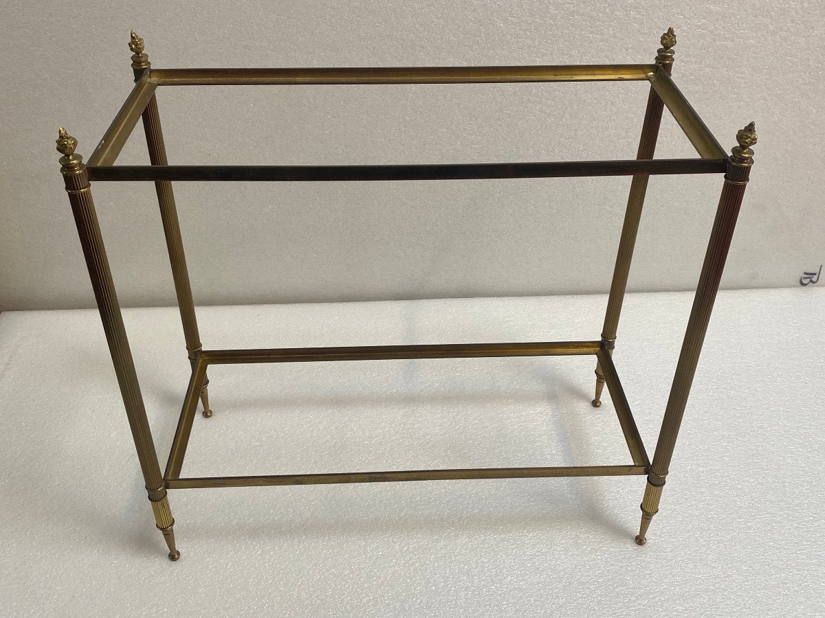 1950/70′ Maison Bagués End Of Sofa In Bronze Gold Leaf And Leather Trays 64 X 29 Cm-photo-2