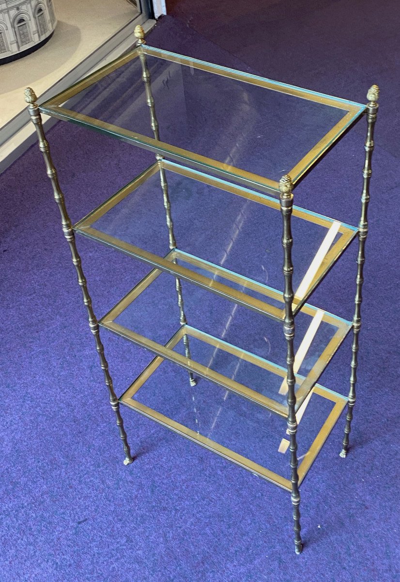 1970′ Bronze Shelf With 4 Levels Maison Baguès Glass Trays 31 X 56 H 118 Cm-photo-5