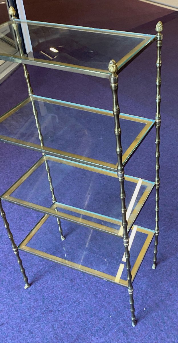 1970′ Bronze Shelf With 4 Levels Maison Baguès Glass Trays 31 X 56 H 118 Cm-photo-6
