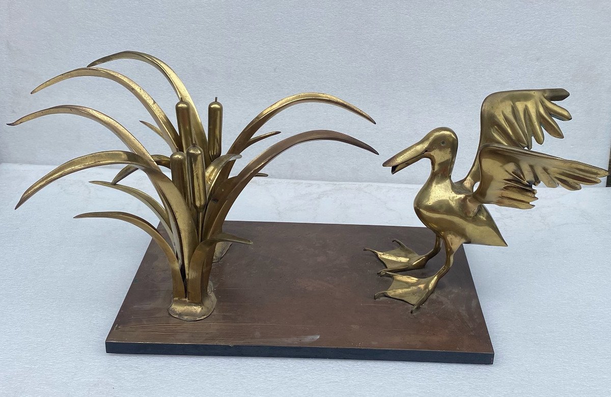 1970′ Pelican And Reed Coffee Table In Bronze By Christian Techoueyres-photo-2