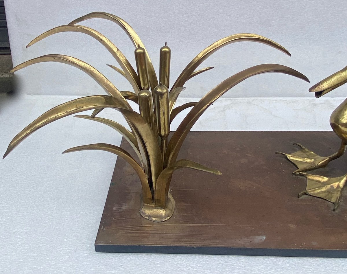 1970′ Pelican And Reed Coffee Table In Bronze By Christian Techoueyres-photo-3
