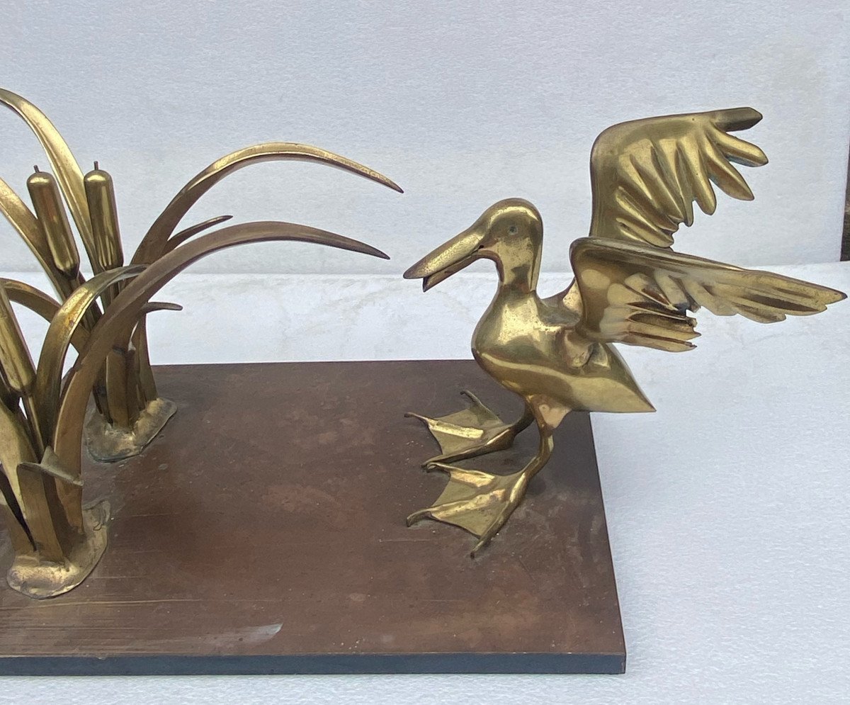 1970′ Pelican And Reed Coffee Table In Bronze By Christian Techoueyres-photo-4