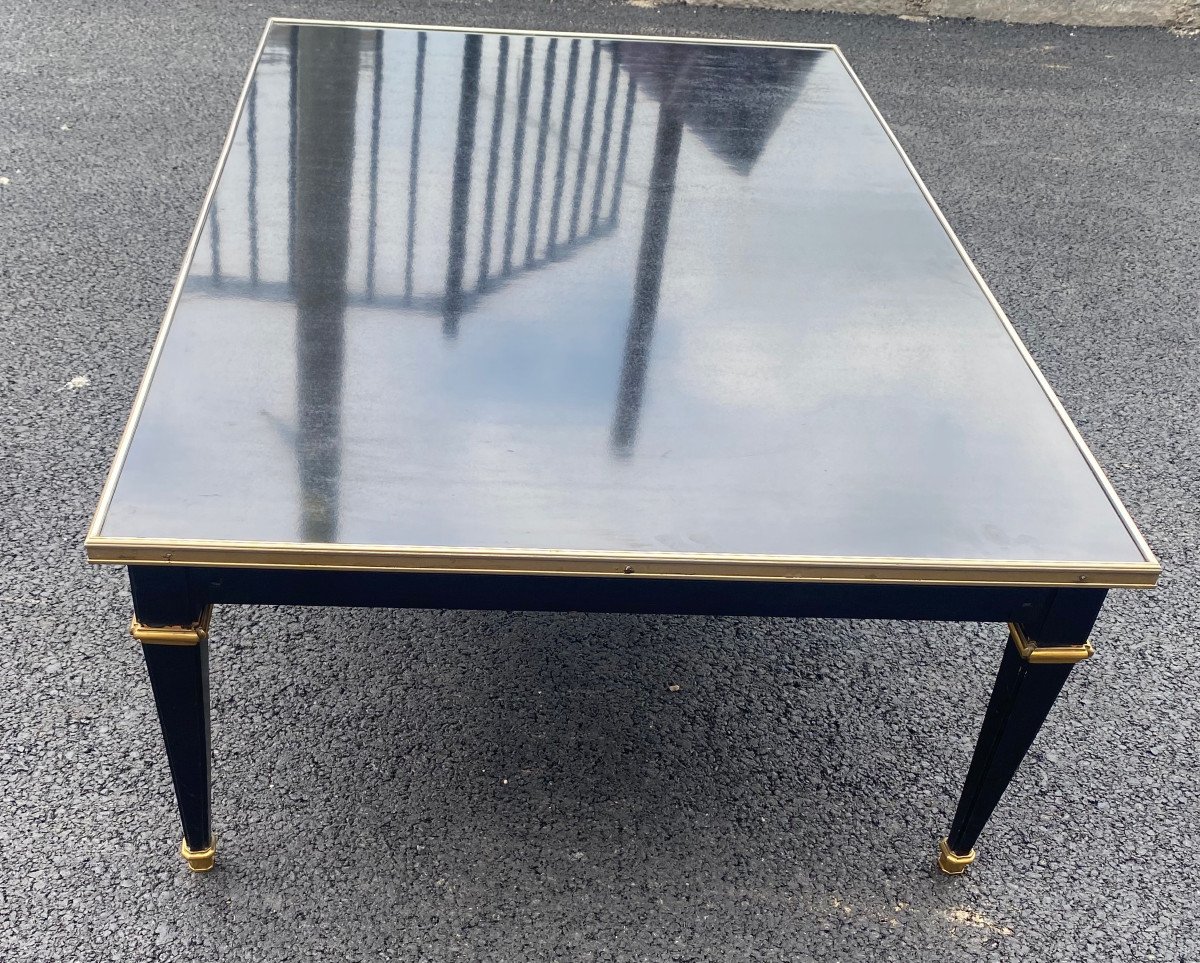1950/70 Gerard Mille Pour Maison Jansen Table Basse Bois Laqué Noir 121 X 81 Cm-photo-2
