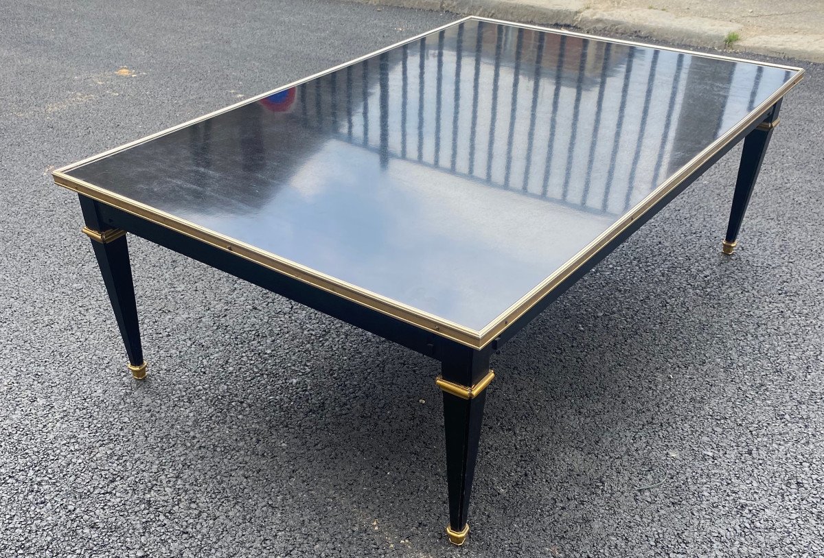 1950/70 Gerard Mille Pour Maison Jansen Table Basse Bois Laqué Noir 121 X 81 Cm-photo-3