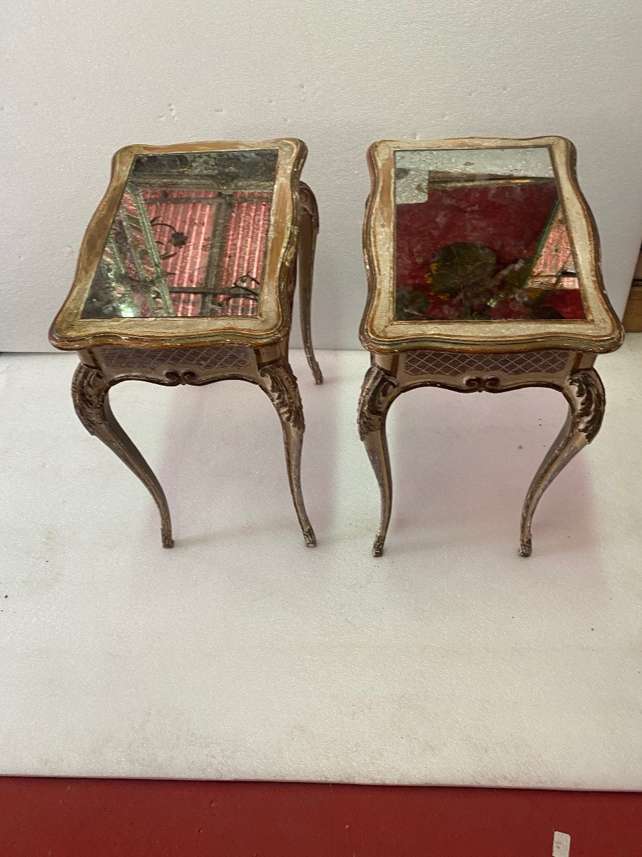 1950' Paire De Chevets Bois Patiné 45 X 33 X H 60 Cm-photo-1