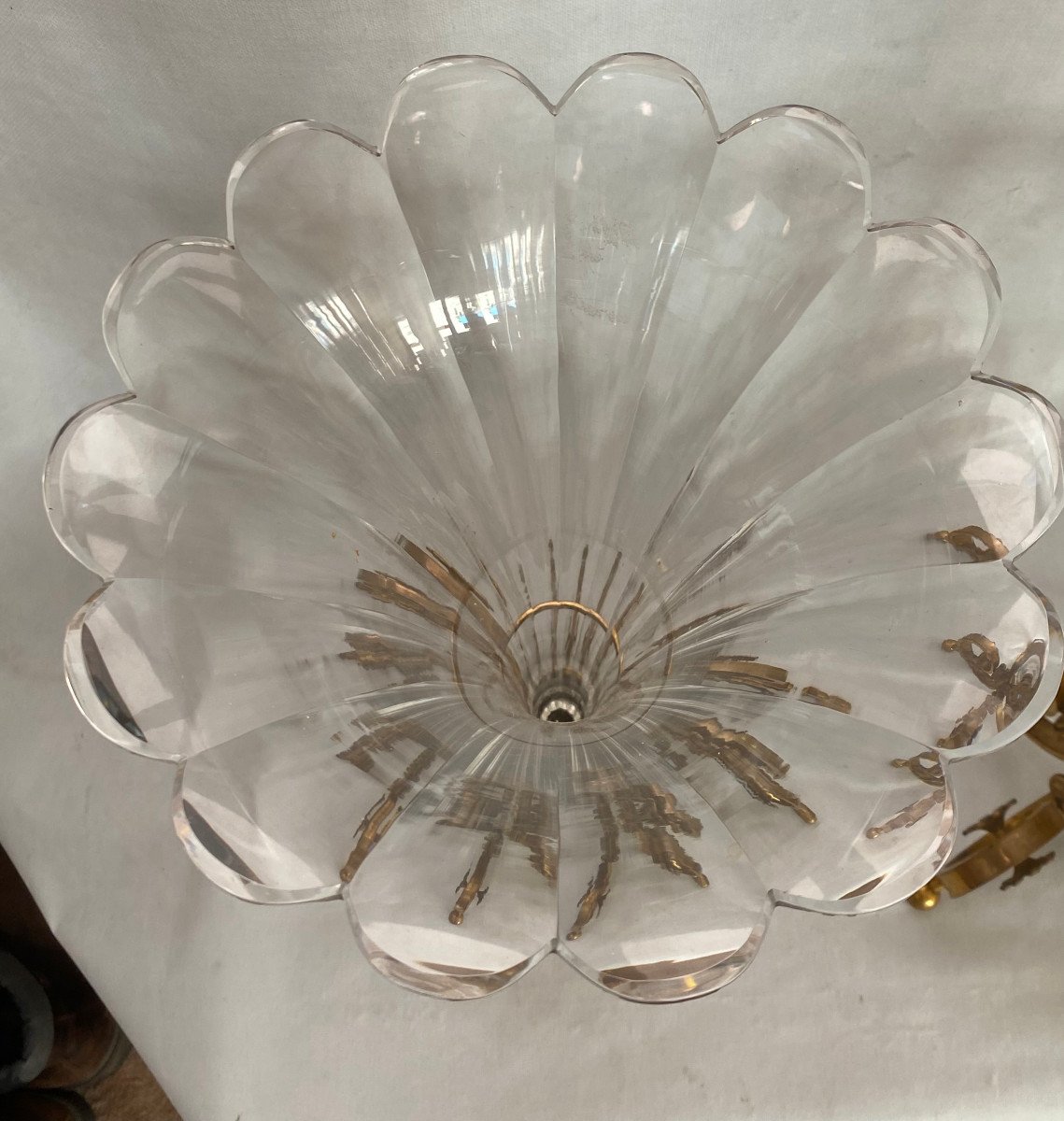 1870′ Pair Of Baccarat Cornets Or Similar Bronze Mount Monogram At The Crown H 49.5 Cm-photo-5