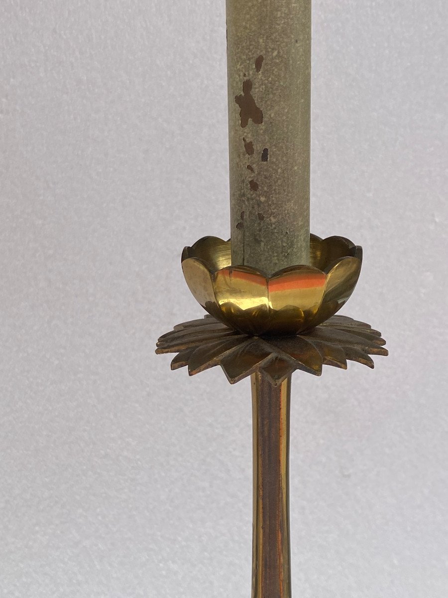 1970′ Pair Of Floor Lamps In Gilt Bronze Maison Baguès Bamboo Model H 160 Cm-photo-4