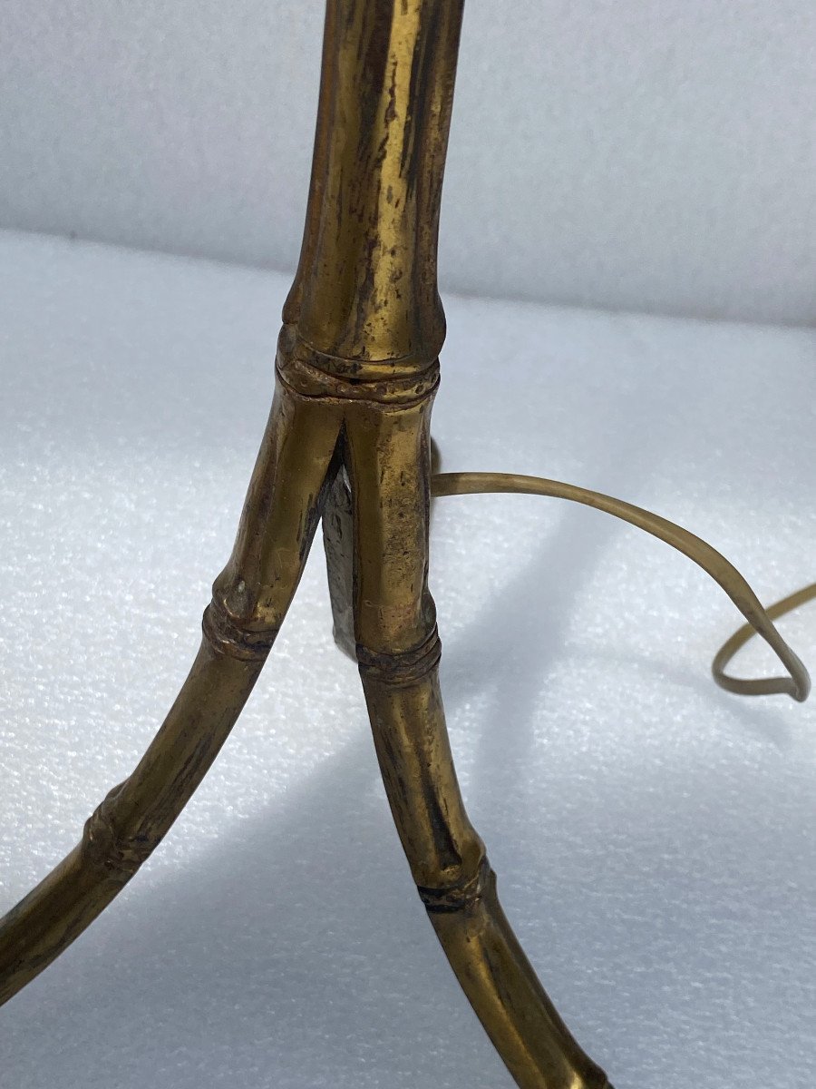1970′ Pair Of Floor Lamps In Gilt Bronze Maison Baguès Bamboo Model H 160 Cm-photo-6