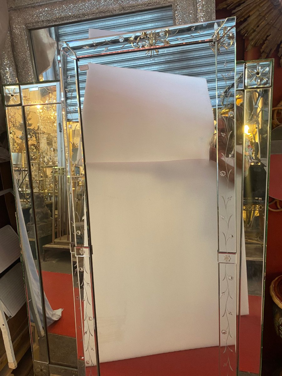1960/70′ Pair Venice Flower Mirrors 180 And 176 X 70 Cm-photo-2