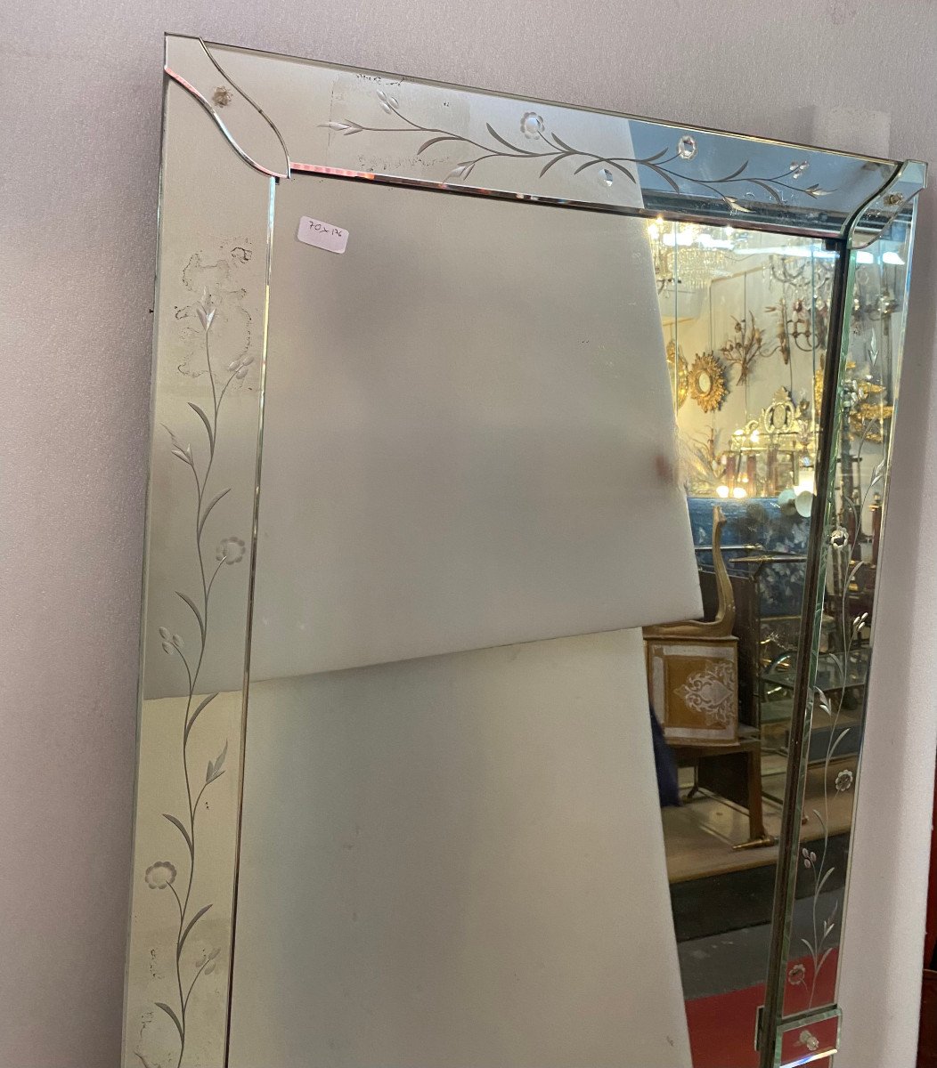 1960/70′ Pair Venice Flower Mirrors 180 And 176 X 70 Cm-photo-3
