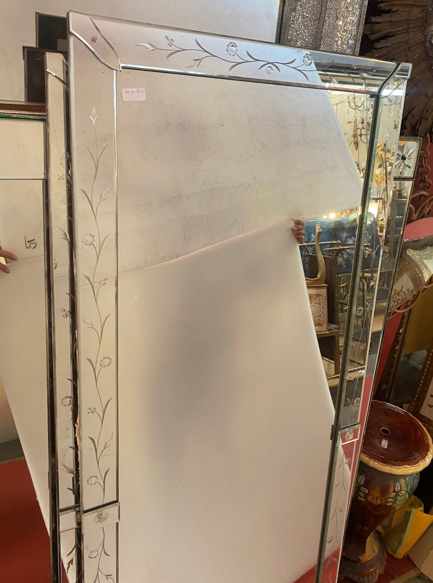 1960/70′ Pair Venice Flower Mirrors 180 And 176 X 70 Cm