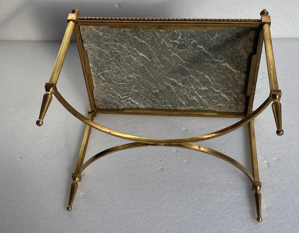 1950/70 Table Basse Bronze Doré Maison Jansen Ou Maison Charles Ou Maison Bagués 46 Cm X 34 Cm-photo-2