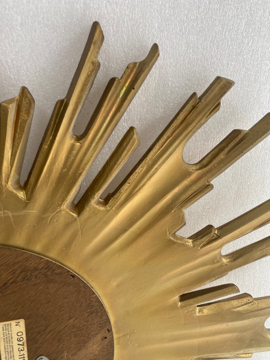 1970′ Oval Sun Mirror, Golden Resin 86 X 66 Cm-photo-5