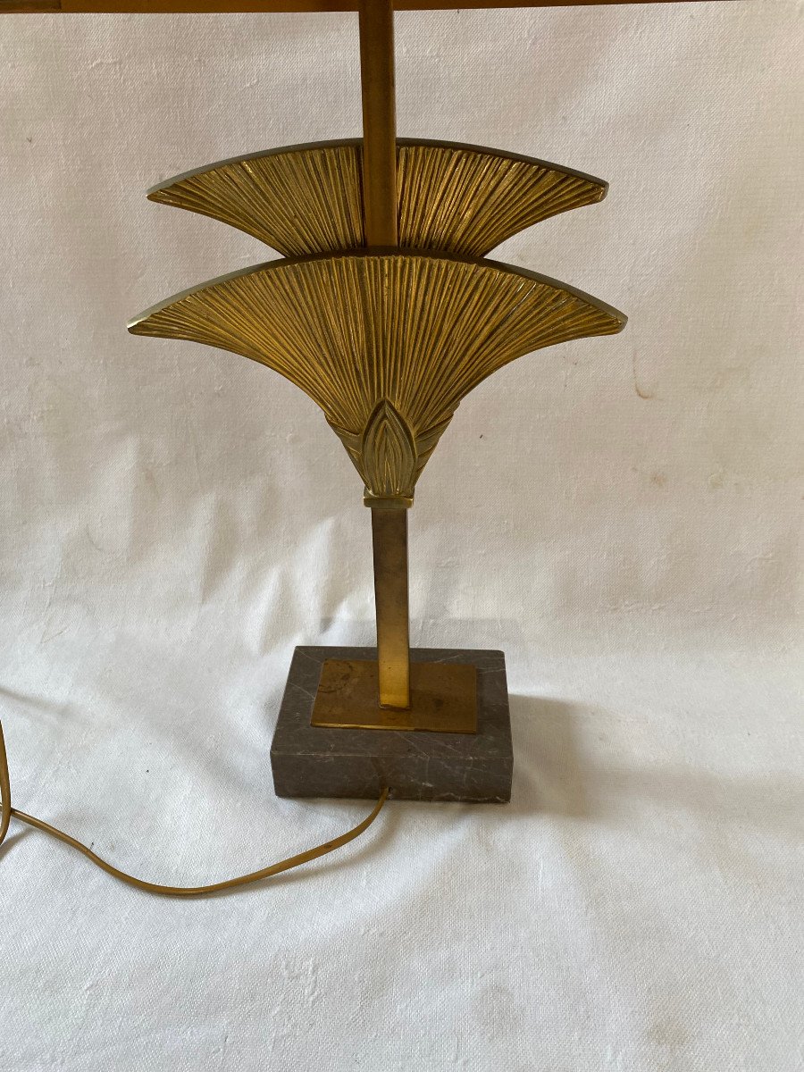 1965′ Maison Charles Byblos Bronze Sculpture Lamp Decor Papyrus Signed-photo-3