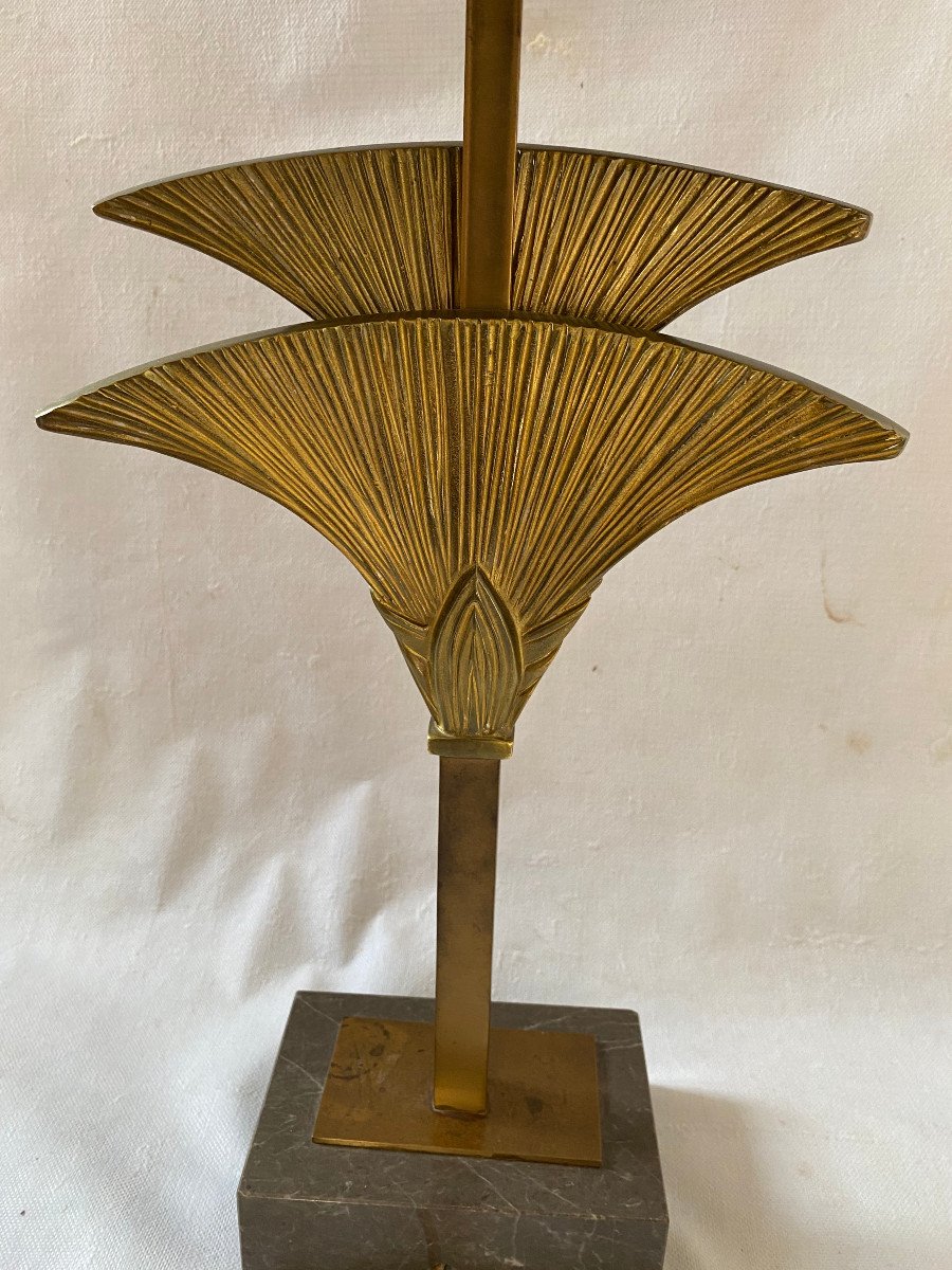 1965′ Maison Charles Byblos Bronze Sculpture Lamp Decor Papyrus Signed-photo-4