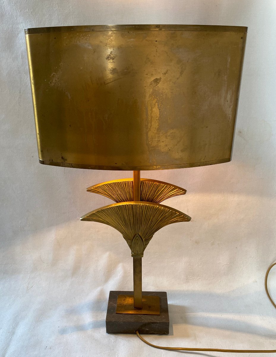 1965′ Maison Charles Byblos Bronze Sculpture Lamp Decor Papyrus Signed