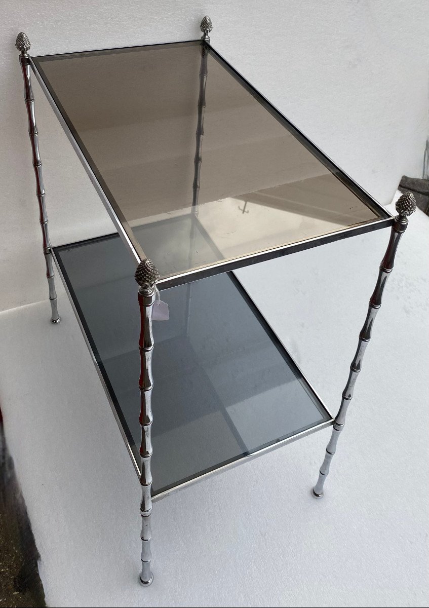 1950/70′ Rectangular End Of Sofa  Maison Bagués Silver Brass 56 X 33 Xh 63 Cm-photo-3