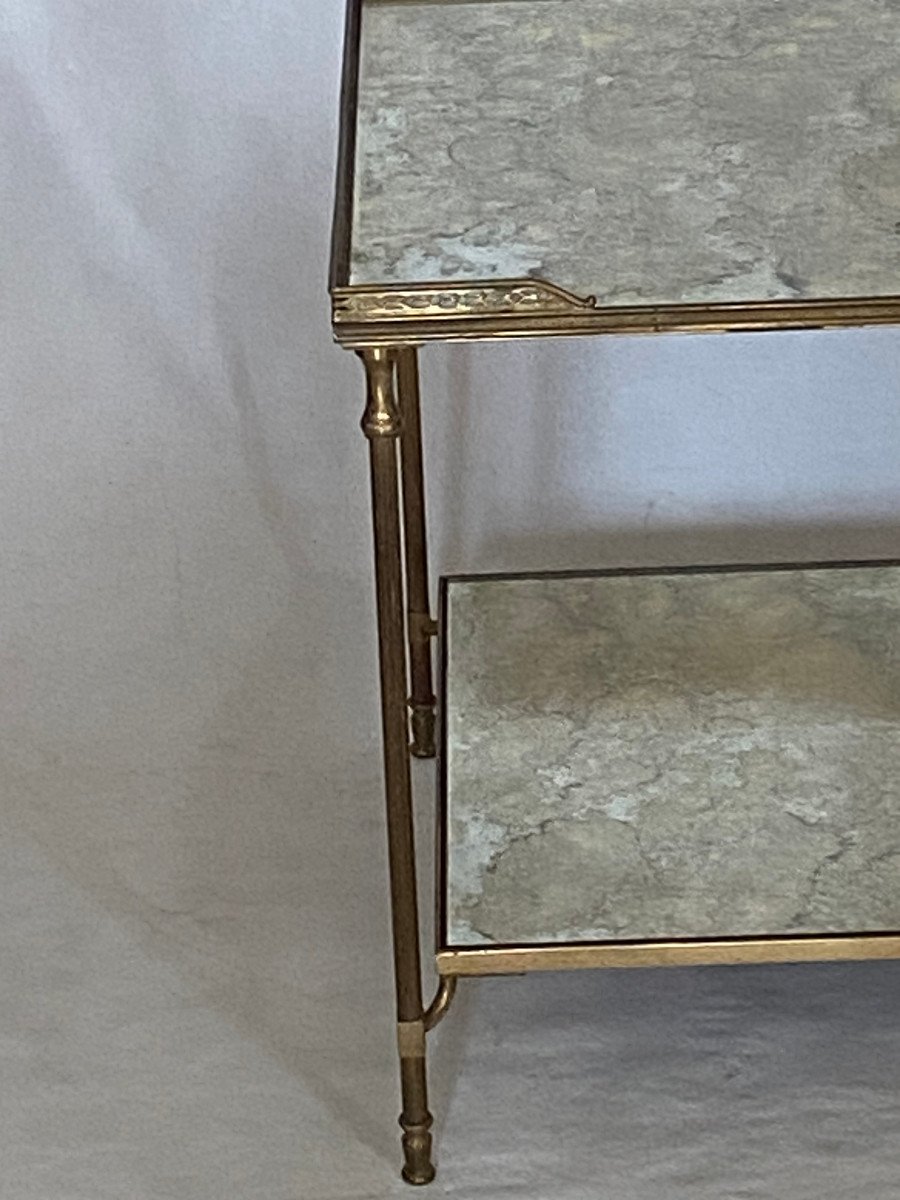 1970′ End Of Sofa With Gallery Maison Baguès Aged Oxidized Mirror Trays 50 X 50x H 50 Cm-photo-2