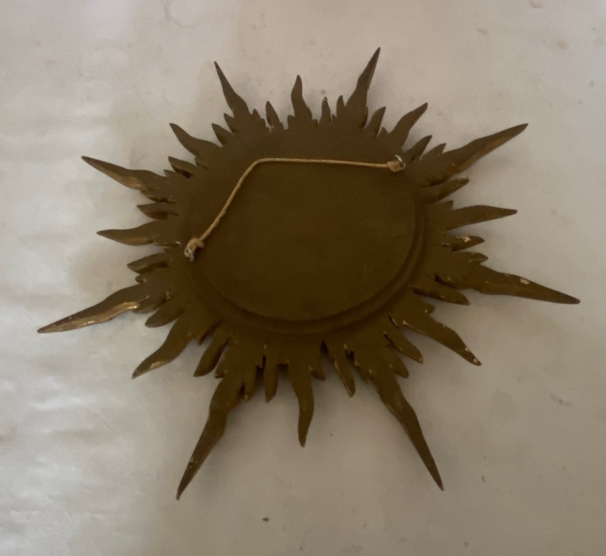 1950/70 ‘ Miroir Soleil Convexe, Bois Doré – Diamètre 50 Cm-photo-2
